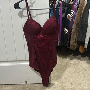 Burgendy sexy body suit